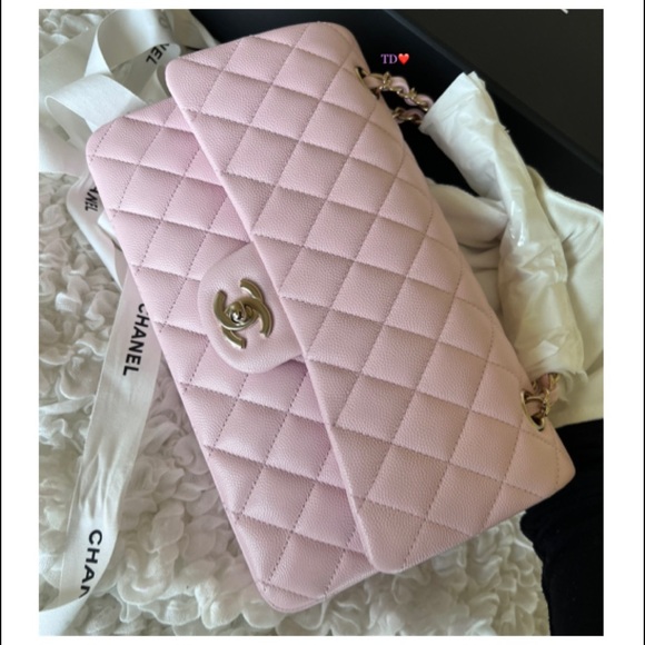 🎁 CHANEL Classic Double classic flap 22S rose Clair light pink ( Caviar) - Picture 2 of 16
